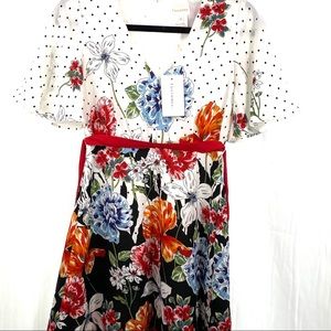 NWT FOXIEDOX Polkadot top floral dress
